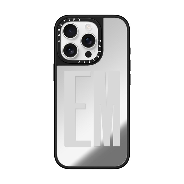 CASETiFY iPhone 16 Pro ケース Silver on Black ミラーケース MagSafe対応 Custom Case - em