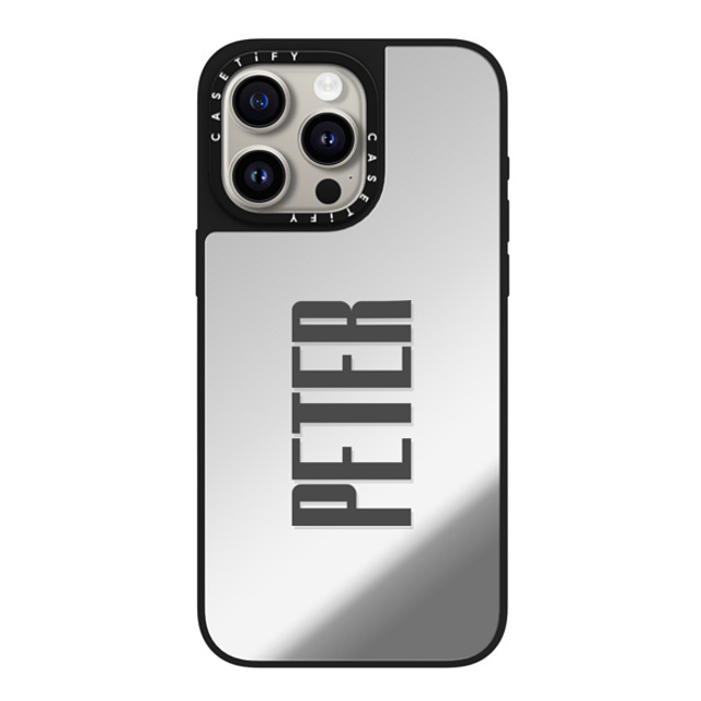 CASETiFY iPhone 15 Pro Max ケース Silver on Black ミラーケース MagSafe対応 Custom Case - Peter