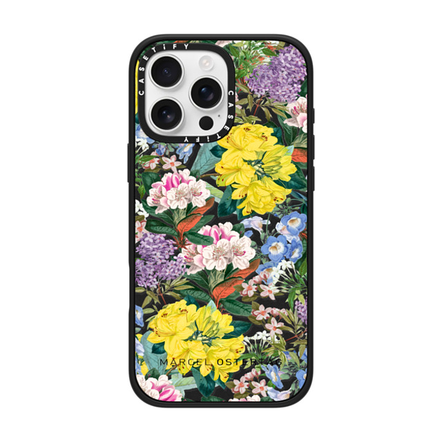 Marcel Ostertag x CASETiFY iPhone 16 Pro Max Case Matte Black Impact Case MagSafe Compatible Tropical Flowers