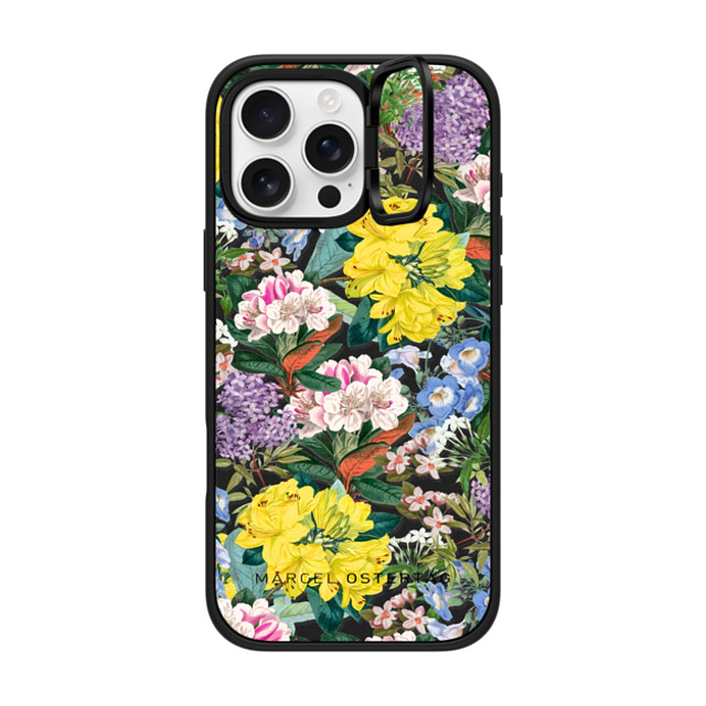 Marcel Ostertag x CASETiFY iPhone 16 Pro Max Case Matte Black インパクトリングスタンドケース MagSafe対応 Tropical Flowers