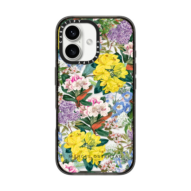 Marcel Ostertag x CASETiFY iPhone 16 ケース ブラック インパクトケース MagSafe対応 Tropical Flowers