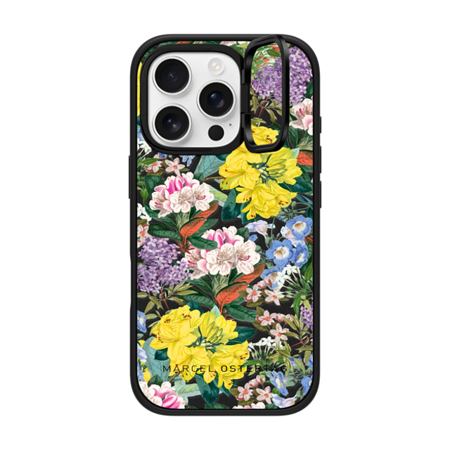 Marcel Ostertag x CASETiFY iPhone 16 Pro Case Matte Black インパクトリングスタンドケース MagSafe対応 Tropical Flowers