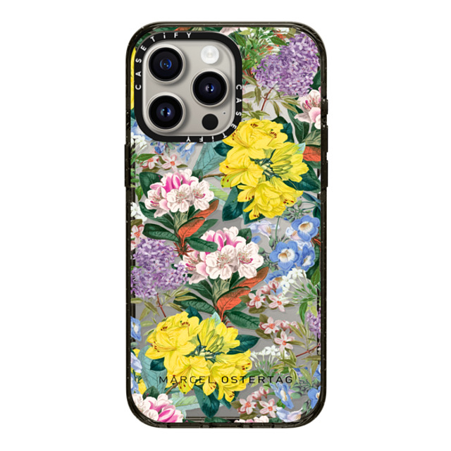 Marcel Ostertag x CASETiFY iPhone 15 Pro Max ケース ブラック インパクトケース Tropical Flowers