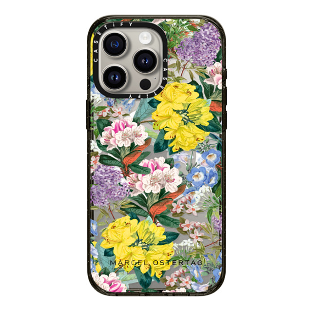 Marcel Ostertag x CASETiFY iPhone 15 Pro Max ケース ブラック インパクトケース MagSafe対応 Tropical Flowers