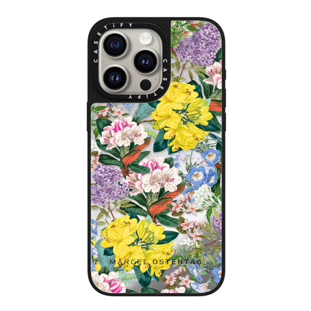 Marcel Ostertag x CASETiFY iPhone 15 Pro Max ケース Silver on Black ミラーケース MagSafe対応 Tropical Flowers