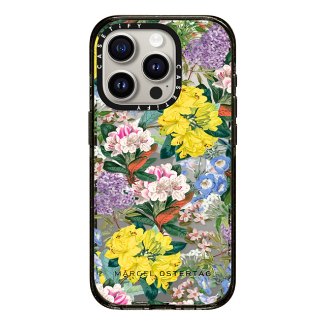 Marcel Ostertag x CASETiFY iPhone 15 Pro ケース ブラック インパクトケース MagSafe対応 Tropical Flowers