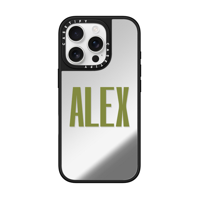 CASETiFY iPhone 16 Pro ケース Silver on Black ミラーケース MagSafe対応 Custom Case - Alex