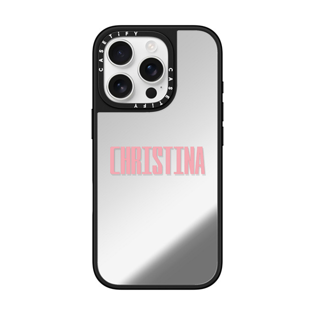 CASETiFY iPhone 16 Pro ケース Silver on Black ミラーケース MagSafe対応 Custom Case - Christina