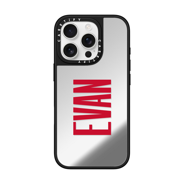 CASETiFY iPhone 16 Pro ケース Silver on Black ミラーケース MagSafe対応 Custom Case - Evan