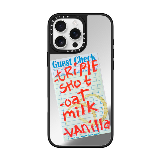 Laundry Room Studios x CASETiFY iPhone 16 Pro Max ケース Silver on Black ミラーケース MagSafe対応 Triple Shot Oat Milk Vanilla Father's Day Laundry Room Studios x CASETiFY iPhone 16 Pro Max ケース Silver on Black ミラーケース MagSafe対応 Triple Shot Oat Milk Vanilla Father's Day