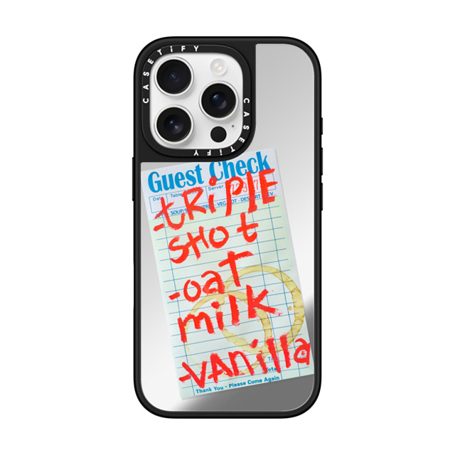 Laundry Room Studios x CASETiFY iPhone 16 Pro ケース Silver on Black ミラーケース MagSafe対応 Triple Shot Oat Milk Vanilla Father's Day Laundry Room Studios x CASETiFY iPhone 16 Pro ケース Silver on Black ミラーケース MagSafe対応 Triple Shot Oat Milk Vanilla Father's Day