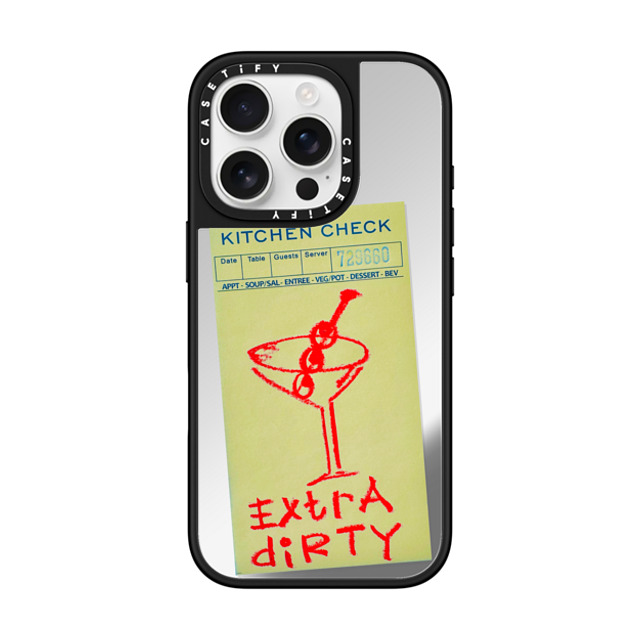 Laundry Room Studios x CASETiFY iPhone 16 Pro ケース Silver on Black ミラーケース MagSafe対応 Extra Dirty