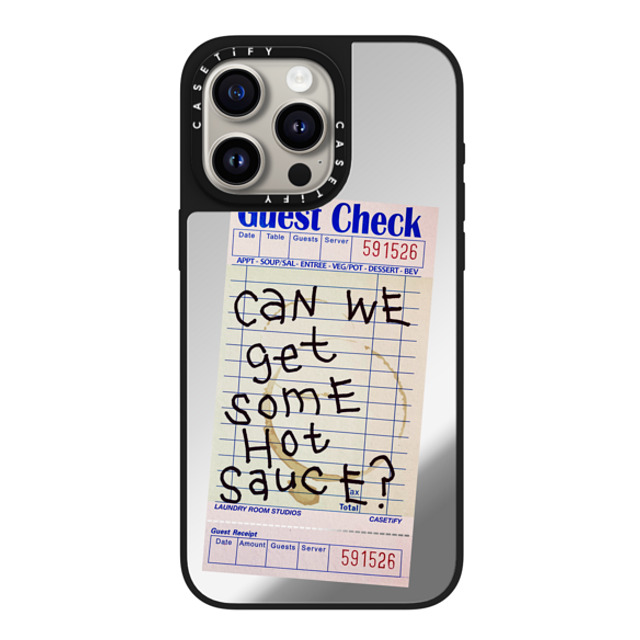 Laundry Room Studios x CASETiFY iPhone 15 Pro Max ケース Silver on Black ミラーケース MagSafe対応 The Hot Sauce