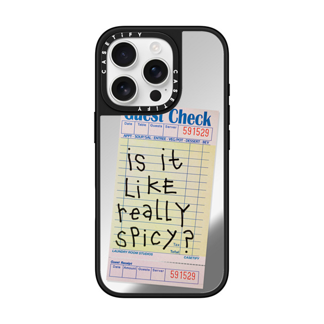 Laundry Room Studios x CASETiFY iPhone 16 Pro ケース Typography Silver on Black ミラーケース MagSafe対応 The Other Like Really Spicy Case Father's Day Laundry Room Studios x CASETiFY iPhone 16 Pro ケース Typography Silver on Black ミラーケース MagSafe対応 The Other Like Really Spicy Case Father's Day