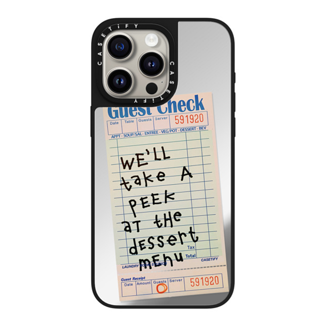 Laundry Room Studios x CASETiFY iPhone 15 Pro Max ケース Silver on Black ミラーケース MagSafe対応 The Dessert Menu Case