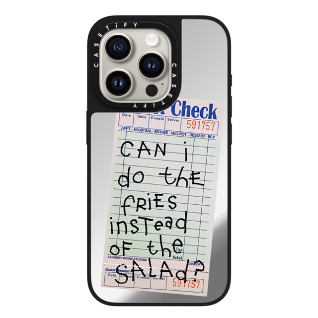 Laundry Room Studios x CASETiFY iPhone 15 Pro Case Silver on Black ミラーケース MagSafe対応 The Fries Instead of Salad Laundry Room Studios x CASETiFY iPhone 15 Pro Case Silver on Black ミラーケース MagSafe対応 The Fries Instead of Salad