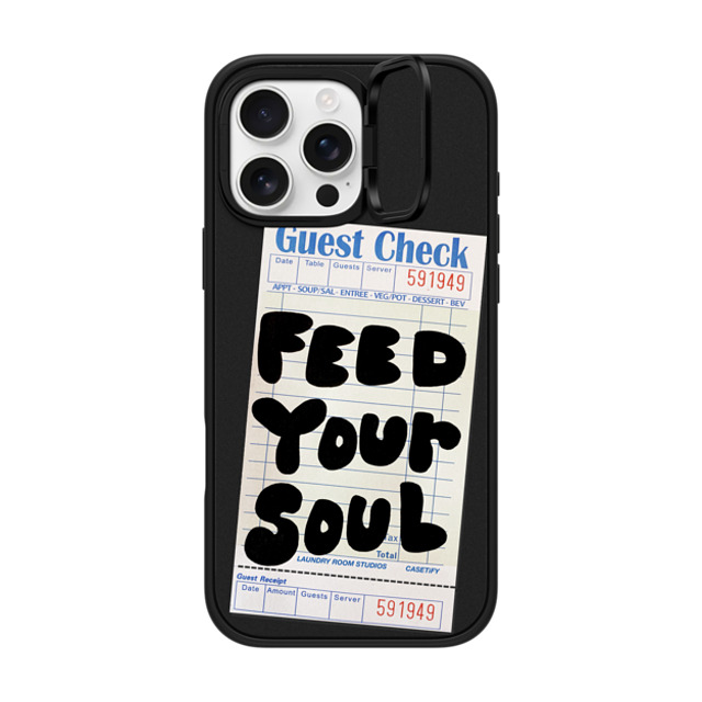 Laundry Room Studios x CASETiFY iPhone 16 Pro Max ケース マットブラック インパクトリングスタンドケース MagSafe対応 The Feed Your Soul Case