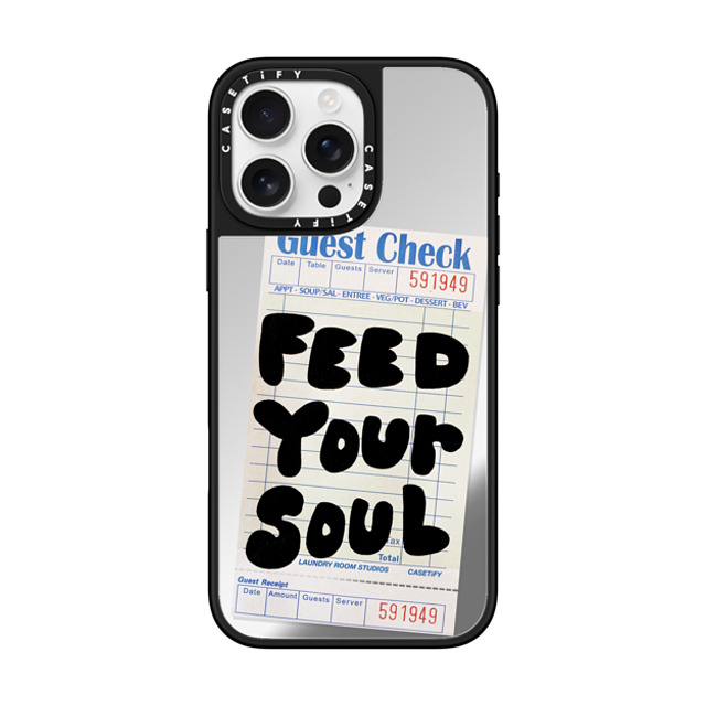 Laundry Room Studios x CASETiFY iPhone 16 Pro Max ケース Typography Silver on Black ミラーケース MagSafe対応 The Feed Your Soul Case Father's Day Laundry Room Studios x CASETiFY iPhone 16 Pro Max ケース Typography Silver on Black ミラーケース MagSafe対応 The Feed Your Soul Case Father's Day