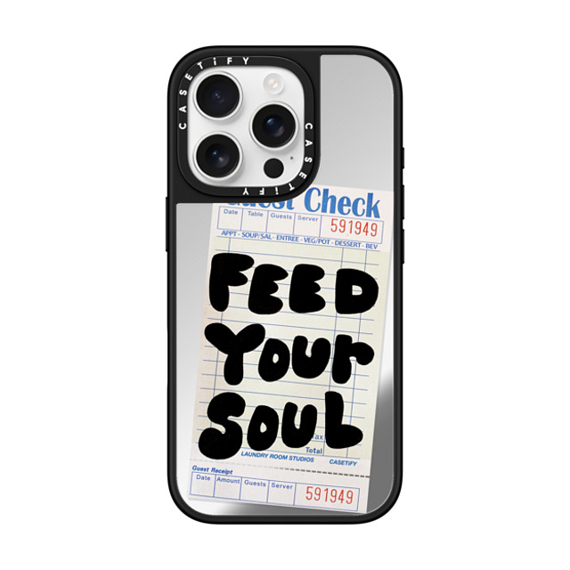 Laundry Room Studios x CASETiFY iPhone 16 Pro Case Typography Silver on Black ミラーケース MagSafe対応 The Feed Your Soul Case Mother's Day Laundry Room Studios x CASETiFY iPhone 16 Pro Case Typography Silver on Black ミラーケース MagSafe対応 The Feed Your Soul Case Mother's Day