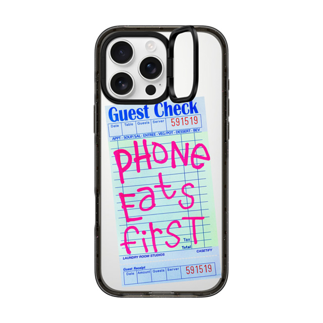 Laundry Room Studios x CASETiFY iPhone 16 Pro Max ケース ブラック インパクトリングスタンドケース MagSafe対応 The Other Phone Eats First