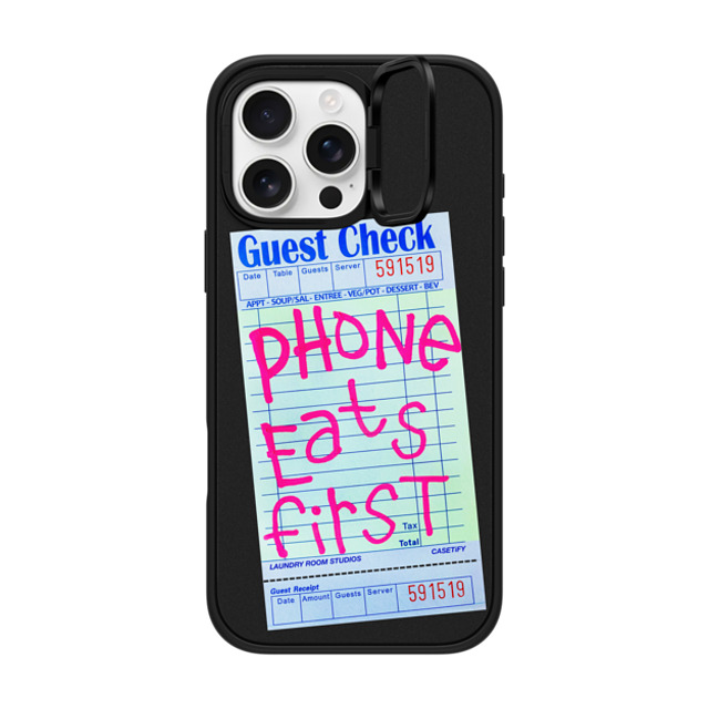 Laundry Room Studios x CASETiFY iPhone 16 Pro Max ケース マットブラック インパクトリングスタンドケース MagSafe対応 The Other Phone Eats First