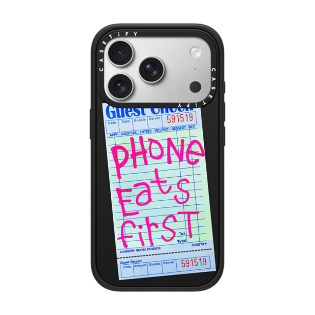 Laundry Room Studios x CASETiFY iPhone 17 Pro Case Quote,Typography Matte Black �C���p�N�g�P�[�X MagSafe�Ή� The Other Phone Eats First