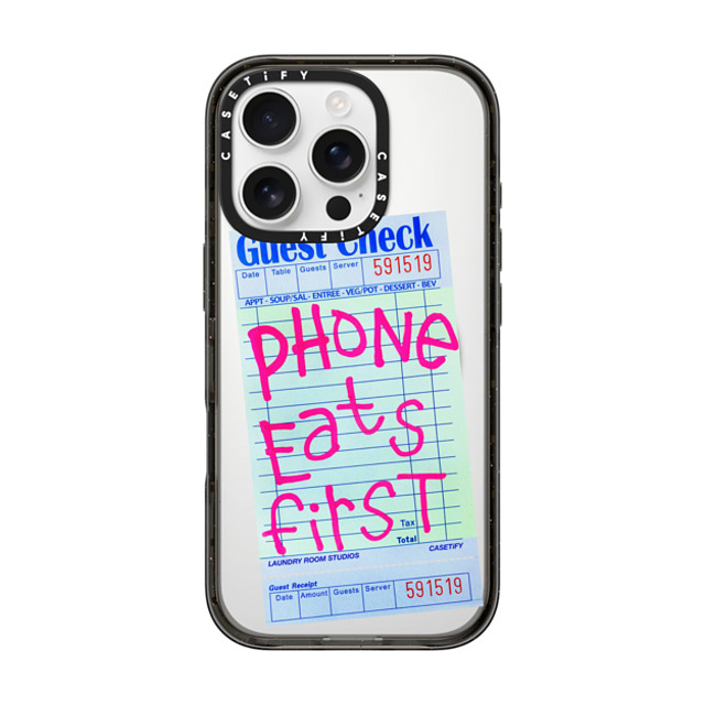 Laundry Room Studios x CASETiFY iPhone 16 Pro ケース ブラック インパクトケース MagSafe対応 The Other Phone Eats First