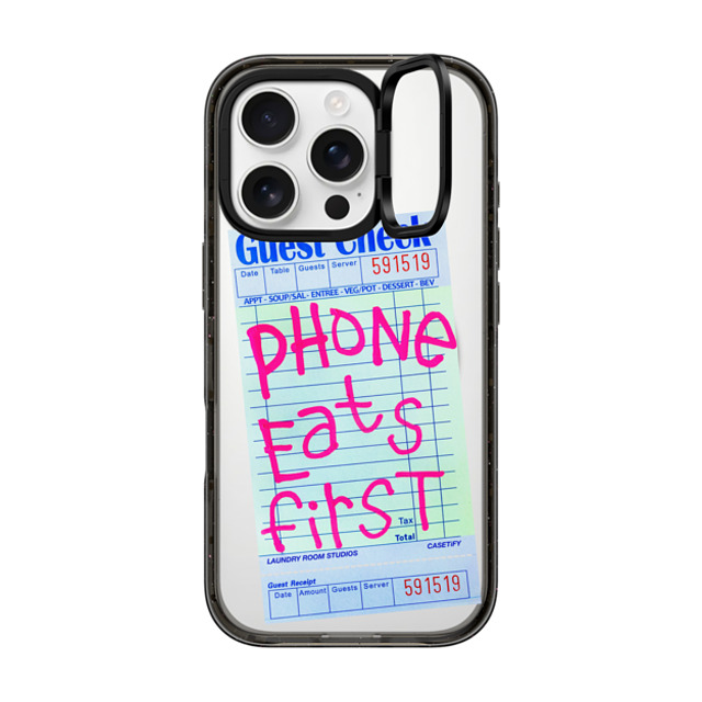 Laundry Room Studios x CASETiFY iPhone 16 Pro ケース ブラック インパクトリングスタンドケース MagSafe対応 The Other Phone Eats First