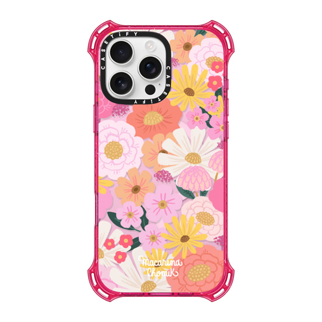 Macarena Chomik x CASETiFY iPhone 16 Pro Max ケース プリムローズ ピンク バウンスケース Floral Joy by Macarena Chomik