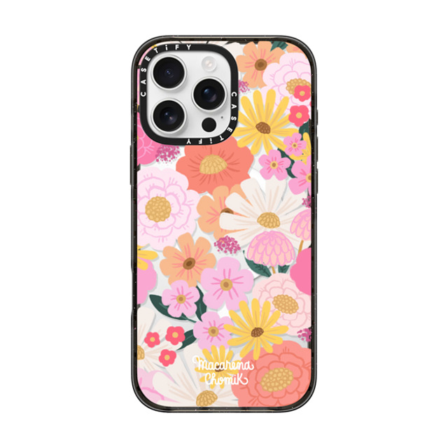 Macarena Chomik x CASETiFY iPhone 16 Pro Max ケース ブラック インパクトケース MagSafe対応 Floral Joy by Macarena Chomik