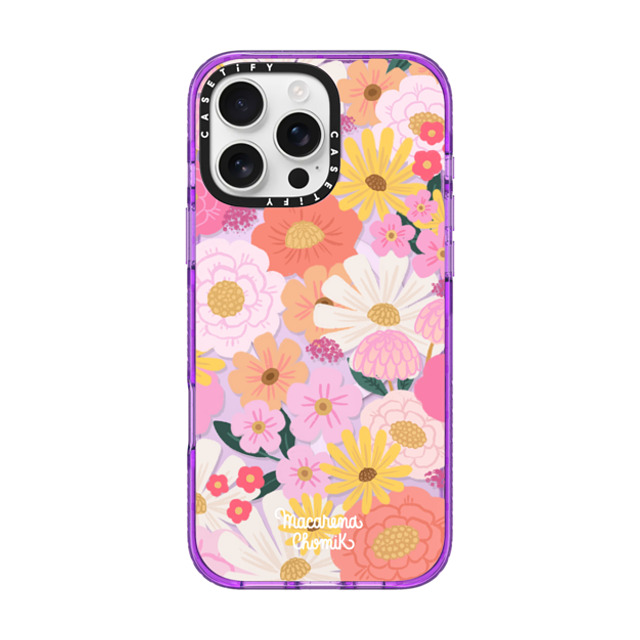Macarena Chomik x CASETiFY iPhone 16 Pro Max ケース パープル インパクトケース MagSafe対応 Floral Joy by Macarena Chomik