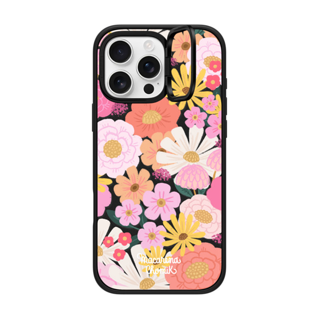 Macarena Chomik x CASETiFY iPhone 16 Pro Max ケース マットブラック インパクトリングスタンドケース MagSafe対応 Floral Joy by Macarena Chomik