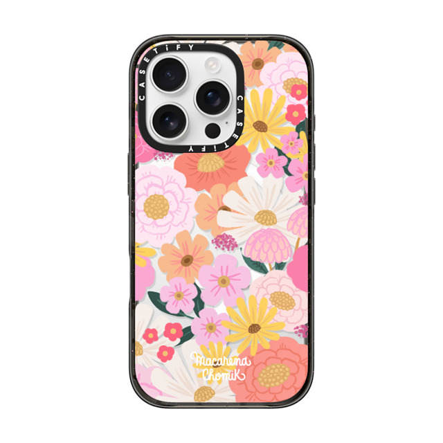 Macarena Chomik x CASETiFY iPhone 16 Pro ケース ブラック インパクトケース MagSafe対応 Floral Joy by Macarena Chomik