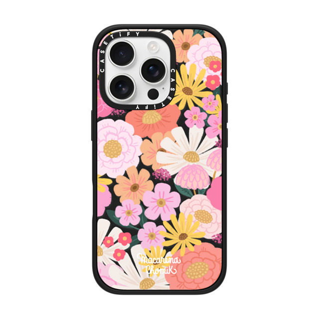 Macarena Chomik x CASETiFY iPhone 16 Pro ケース マットブラック インパクトケース MagSafe対応 Floral Joy by Macarena Chomik