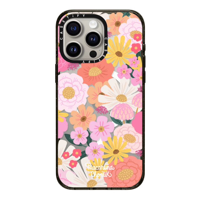 Macarena Chomik x CASETiFY iPhone 15 Pro Max ケース ブラック インパクトケース MagSafe対応 Floral Joy by Macarena Chomik