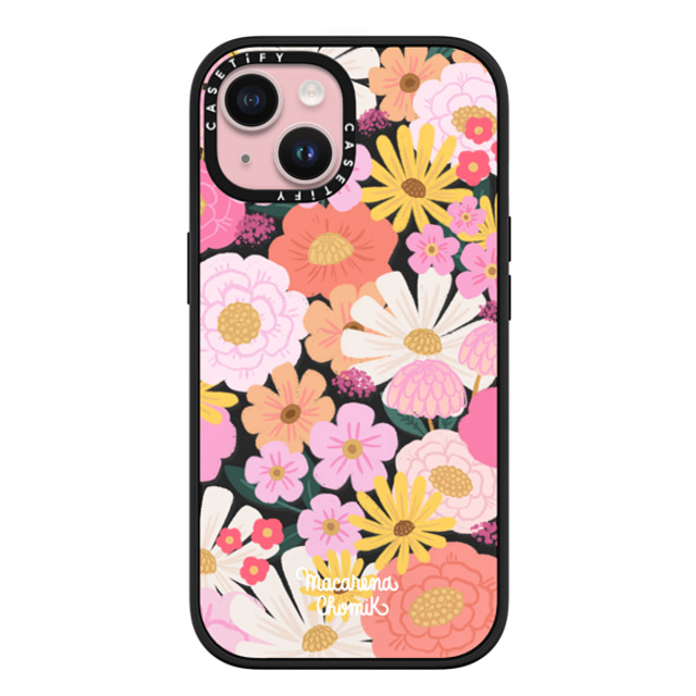 Macarena Chomik x CASETiFY iPhone 15 ケース マットブラック インパクトケース MagSafe対応 Floral Joy by Macarena Chomik