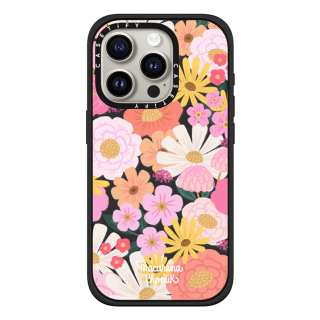 Macarena Chomik x CASETiFY iPhone 15 Pro ケース マットブラック インパクトケース MagSafe対応 Floral Joy by Macarena Chomik