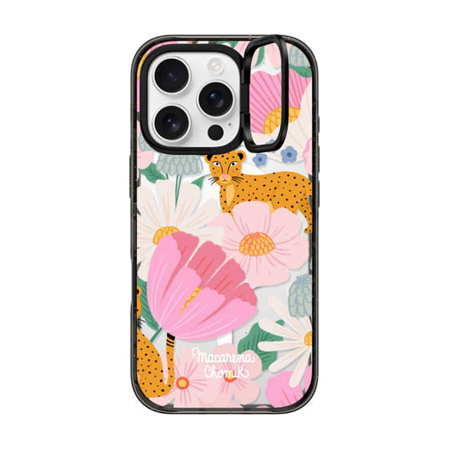 Macarena Chomik x CASETiFY iPhone 16 Pro ケース ブラック インパクトリングスタンドケース MagSafe対応 Safari by Macarena Chomik