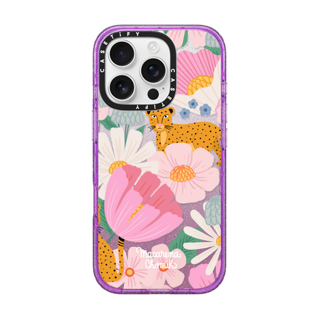Macarena Chomik x CASETiFY iPhone 16 Pro Case Glitter Purple Impact Case MagSafe Compatible Safari by Macarena Chomik Macarena Chomik x CASETiFY iPhone 16 Pro Case Glitter Purple Impact Case MagSafe Compatible Safari by Macarena Chomik