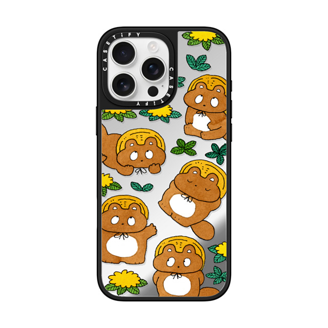 Naoto Hidaka x CASETiFY iPhone 16 Pro Max ケース Animal,Cartoon Silver on Black ミラーケース MagSafe対応 Tanuki & flower Back to School Naoto Hidaka x CASETiFY iPhone 16 Pro Max ケース Animal,Cartoon Silver on Black ミラーケース MagSafe対応 Tanuki & flower Back to School