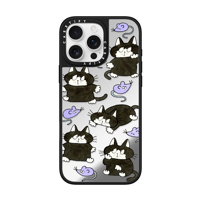 Naoto Hidaka x CASETiFY iPhone 16 Pro Max ケース Cat,Animal Silver on Black ミラーケース MagSafe対応 Cat & rat Back to School Naoto Hidaka x CASETiFY iPhone 16 Pro Max ケース Cat,Animal Silver on Black ミラーケース MagSafe対応 Cat & rat Back to School