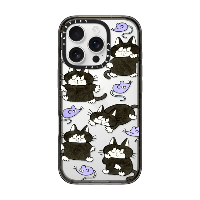 Naoto Hidaka x CASETiFY iPhone 16 Pro ケース Cat,Animal ブラック インパクトケース Cat & rat Back to School Naoto Hidaka x CASETiFY iPhone 16 Pro ケース Cat,Animal ブラック インパクトケース Cat & rat Back to School