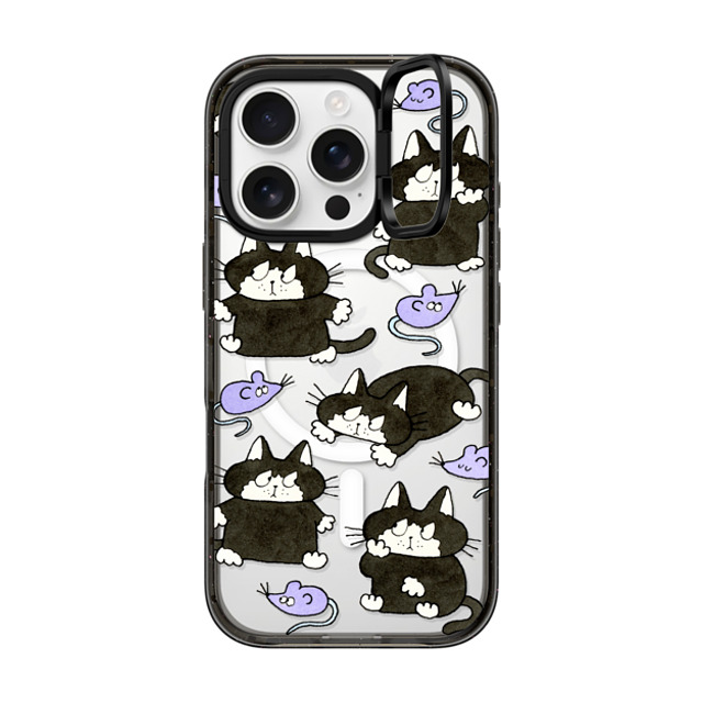 Naoto Hidaka x CASETiFY iPhone 16 Pro ケース Cat,Animal ブラック インパクトリングスタンドケース MagSafe対応 Cat & rat Father's Day Naoto Hidaka x CASETiFY iPhone 16 Pro ケース Cat,Animal ブラック インパクトリングスタンドケース MagSafe対応 Cat & rat Father's Day