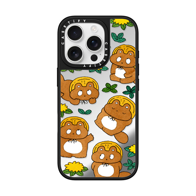 Naoto Hidaka x CASETiFY iPhone 16 Pro Case Animal,Cartoon Silver on Black ミラーケース MagSafe対応 Tanuki & flower Mother's Day Naoto Hidaka x CASETiFY iPhone 16 Pro Case Animal,Cartoon Silver on Black ミラーケース MagSafe対応 Tanuki & flower Mother's Day