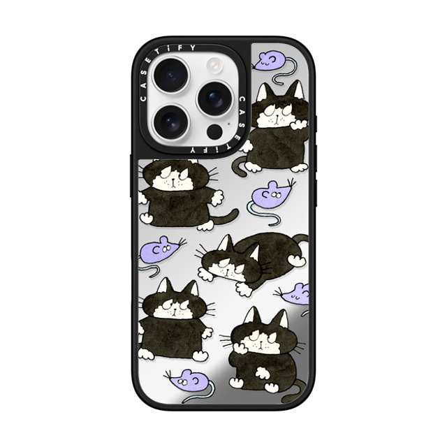 Naoto Hidaka x CASETiFY iPhone 16 Pro ケース Cat,Animal Silver on Black ミラーケース MagSafe対応 Cat & rat Back to School Naoto Hidaka x CASETiFY iPhone 16 Pro ケース Cat,Animal Silver on Black ミラーケース MagSafe対応 Cat & rat Back to School