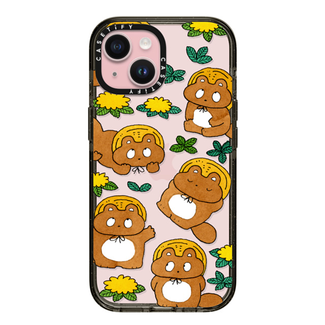 Naoto Hidaka x CASETiFY iPhone 15 Case Animal,Cartoon Black インパクトケース Tanuki & flower Mother's Day Naoto Hidaka x CASETiFY iPhone 15 Case Animal,Cartoon Black インパクトケース Tanuki & flower Mother's Day