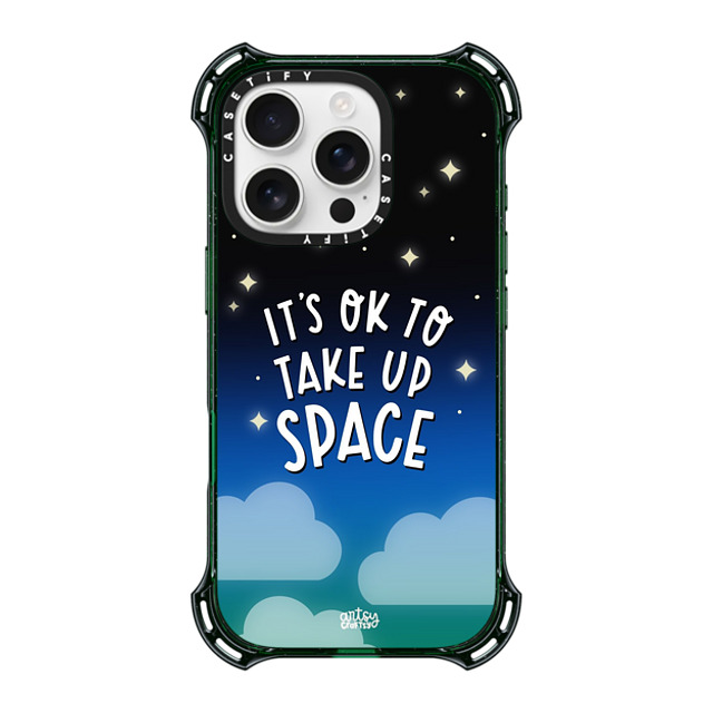 Artsy Craftsy x CASETiFY iPhone 16 Pro ケース ディープ グリーン バウンスケース TAKE UP SPACE