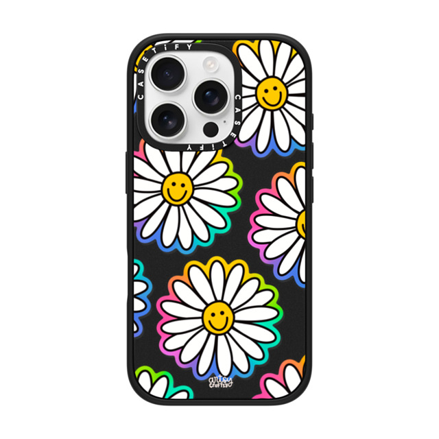 Artsy Craftsy x CASETiFY iPhone 16 Pro ケース マットブラック インパクトケース MagSafe対応 FLOWER POWER