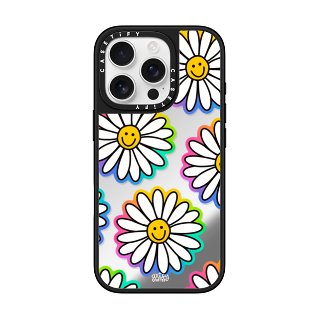 Artsy Craftsy x CASETiFY iPhone 16 Pro ケース Silver on Black ミラーケース MagSafe対応 FLOWER POWER Father's Day Artsy Craftsy x CASETiFY iPhone 16 Pro ケース Silver on Black ミラーケース MagSafe対応 FLOWER POWER Father's Day