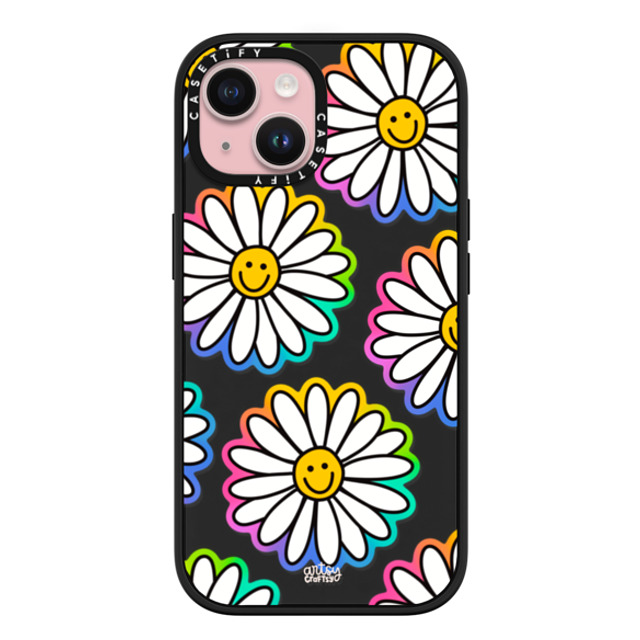 Artsy Craftsy x CASETiFY iPhone 15 ケース マットブラック インパクトケース MagSafe対応 FLOWER POWER